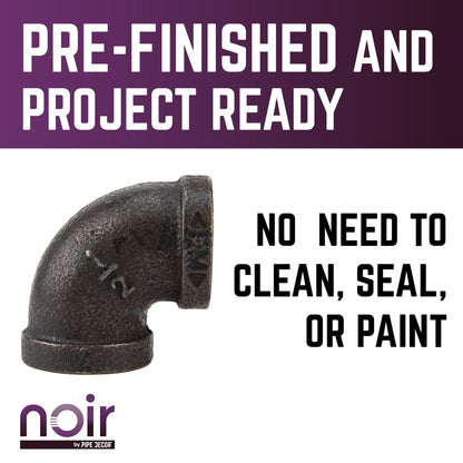 1/2 in. Prefinished Matte Black 90 Degree Elbow PIPE DECOR