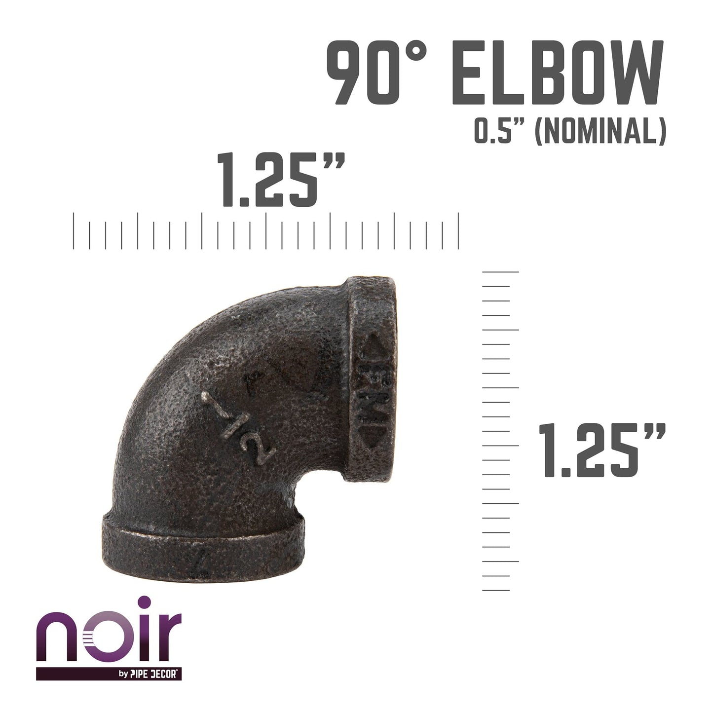1/2 in. Prefinished Matte Black 90 Degree Elbow PIPE DECOR