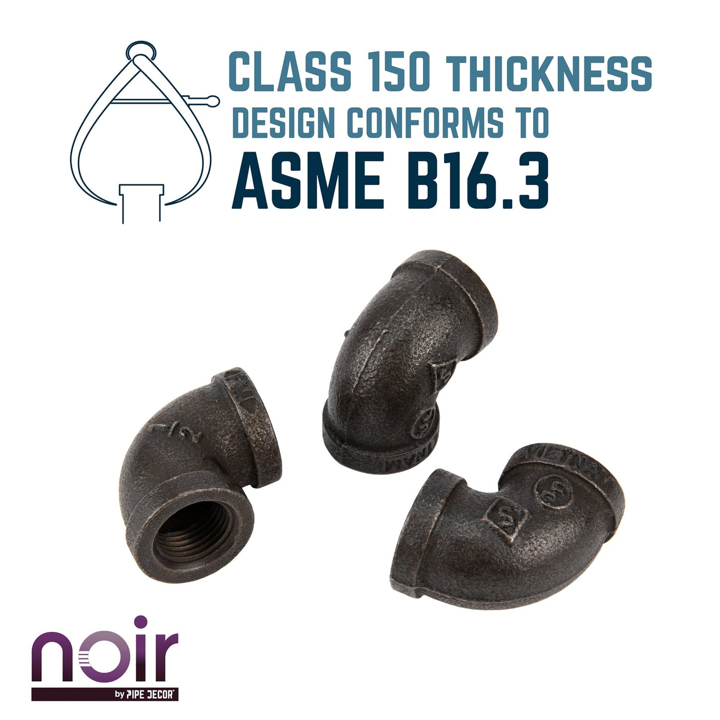 1/2 in. Prefinished Matte Black 90 Degree Elbow PIPE DECOR