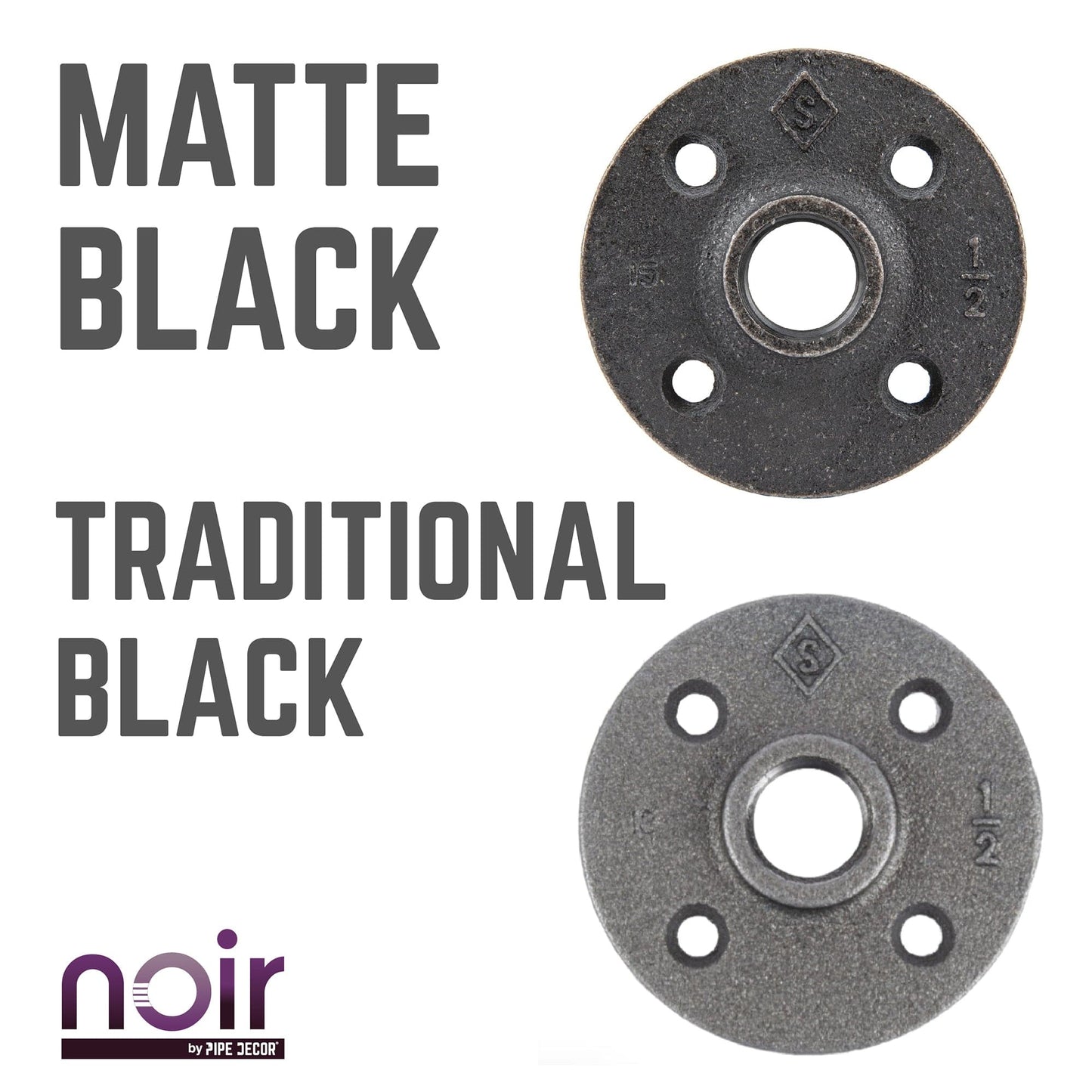 1/2 in. Prefinished Matte Black Floor Flange PIPE DECOR