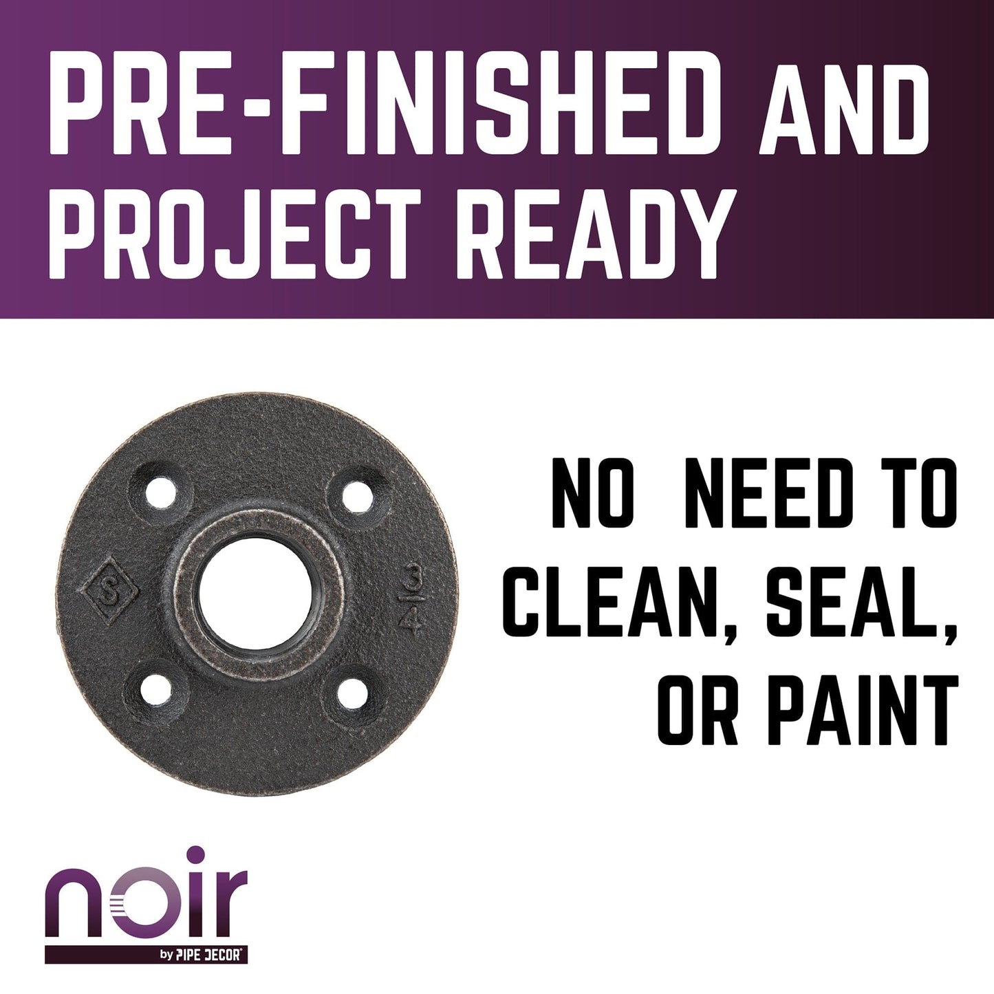 3/4 in. Prefinished Matte Black Floor Flange PIPE DECOR