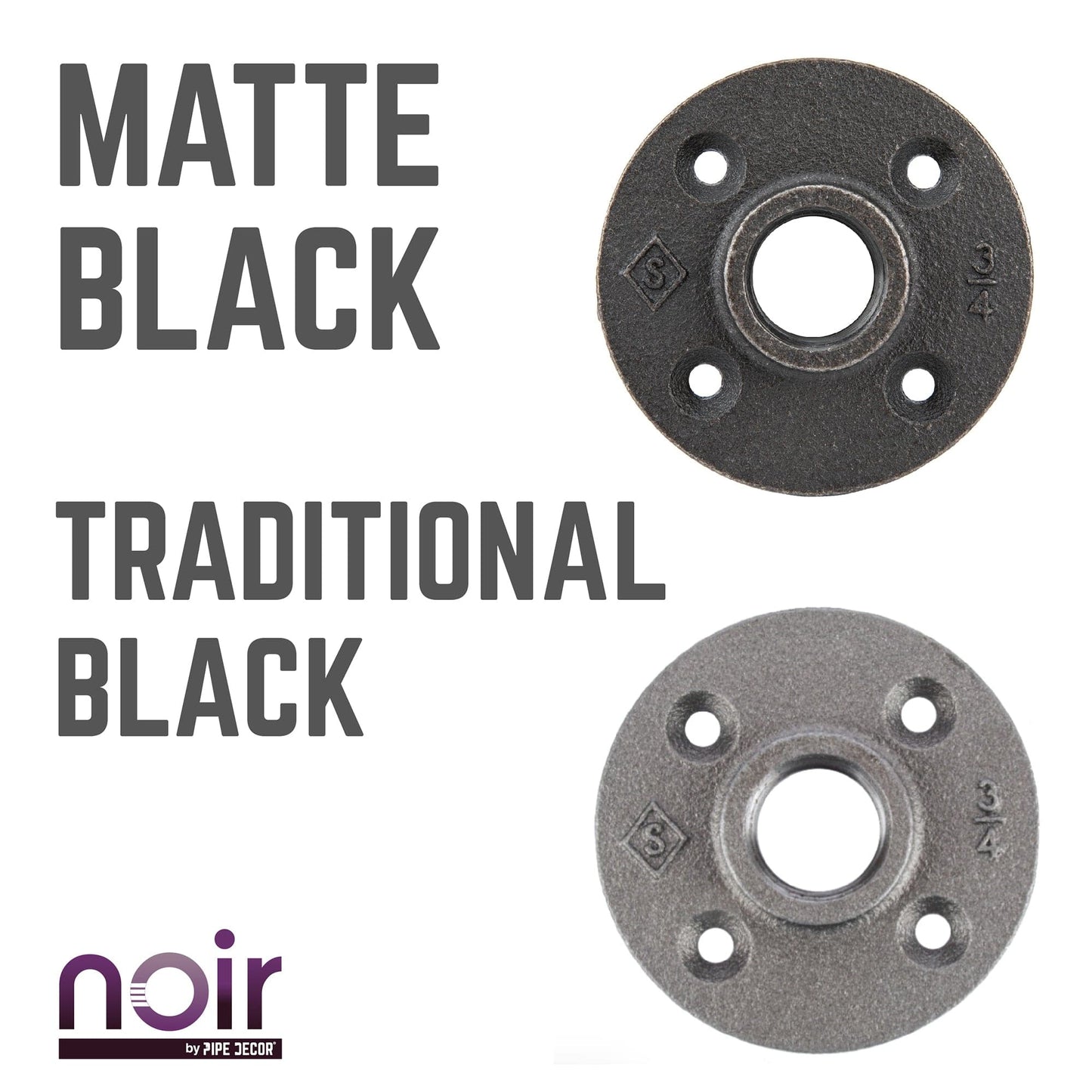 3/4 in. Prefinished Matte Black Floor Flange PIPE DECOR