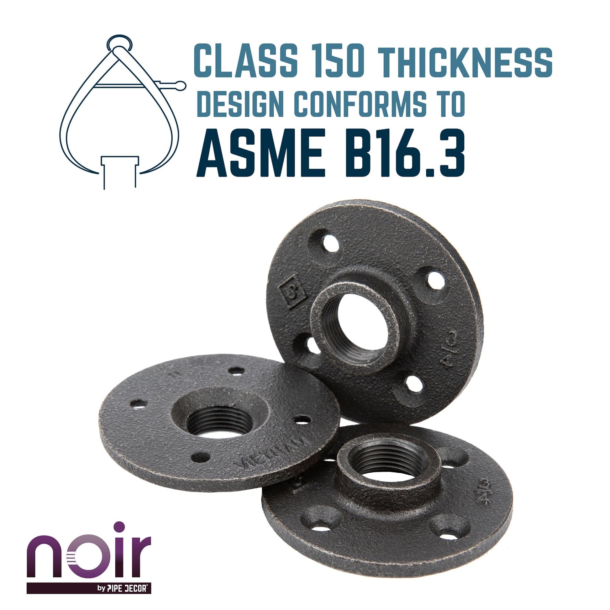 3/4 in. Prefinished Matte Black Floor Flange PIPE DECOR