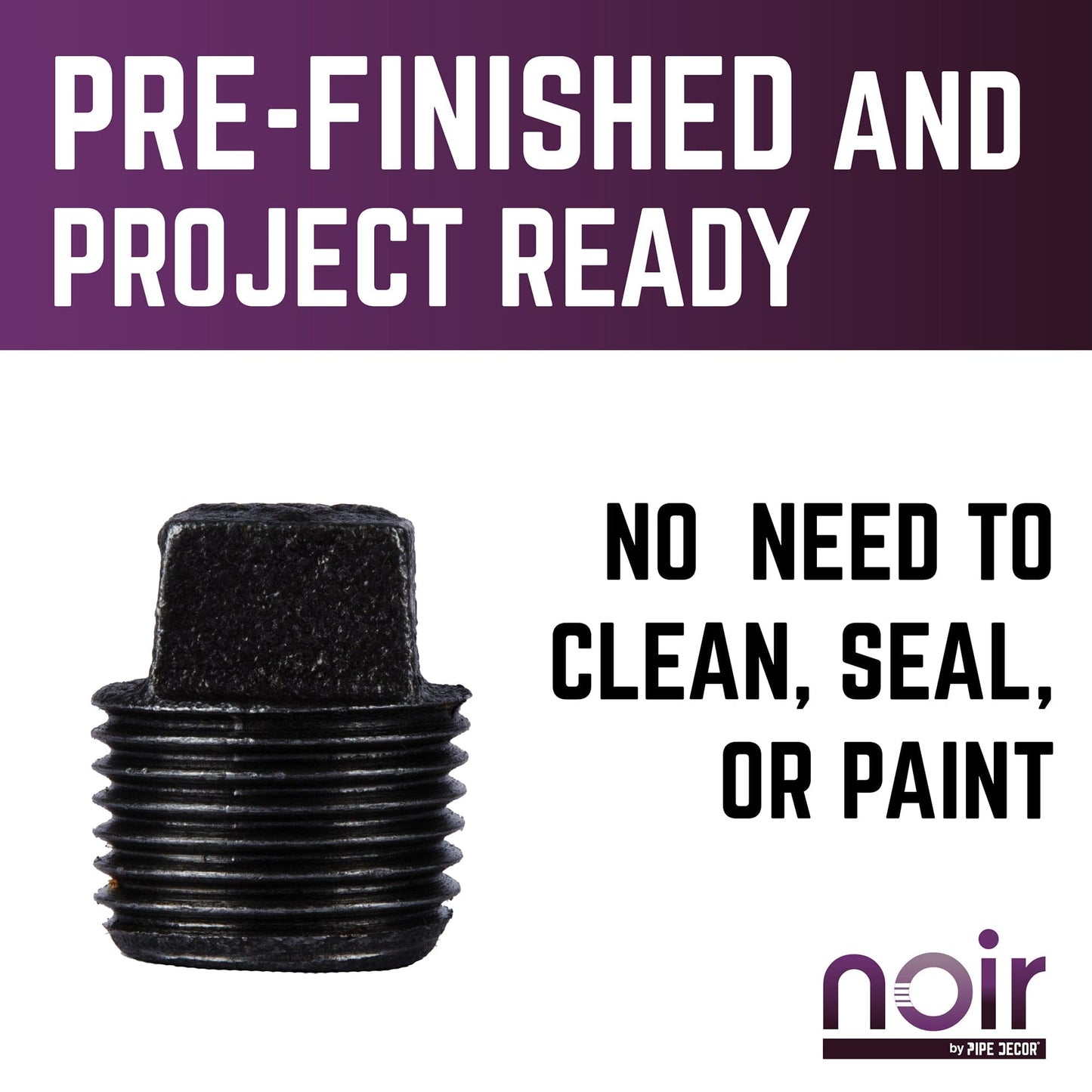 1/2 in. Prefinished Matte Black Plug PIPE DECOR