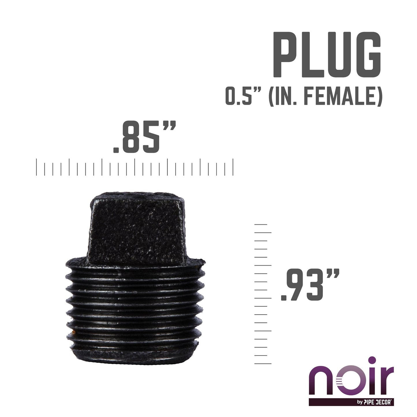 1/2 in. Prefinished Matte Black Plug PIPE DECOR