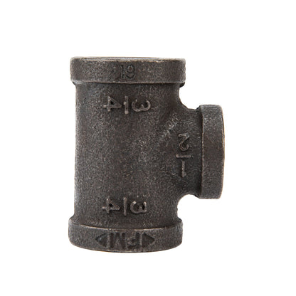 3/4 in. x 3/4 in. x 1/2 in. Prefinished Matte Black Reducing Tee PIPE DECOR