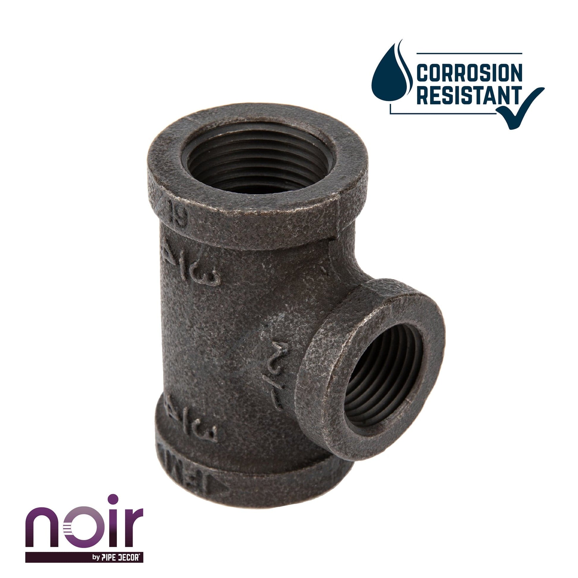 3/4 in. x 3/4 in. x 1/2 in. Prefinished Matte Black Reducing Tee PIPE DECOR