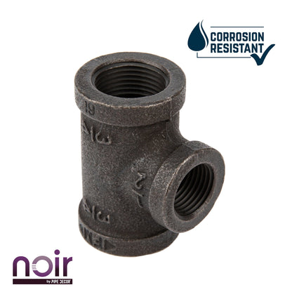 3/4 in. x 3/4 in. x 1/2 in. Prefinished Matte Black Reducing Tee PIPE DECOR