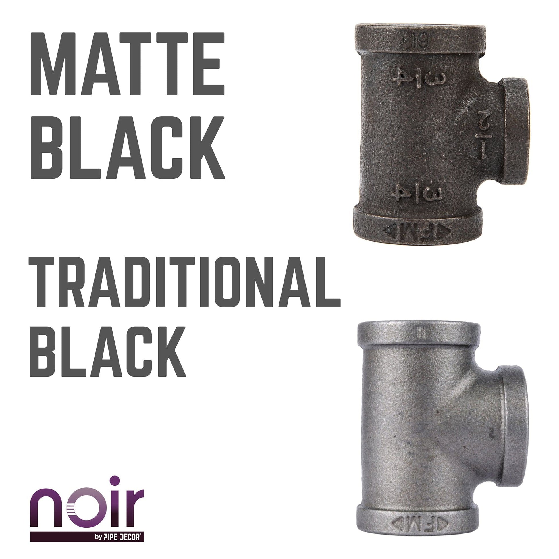 3/4 in. x 3/4 in. x 1/2 in. Prefinished Matte Black Reducing Tee PIPE DECOR