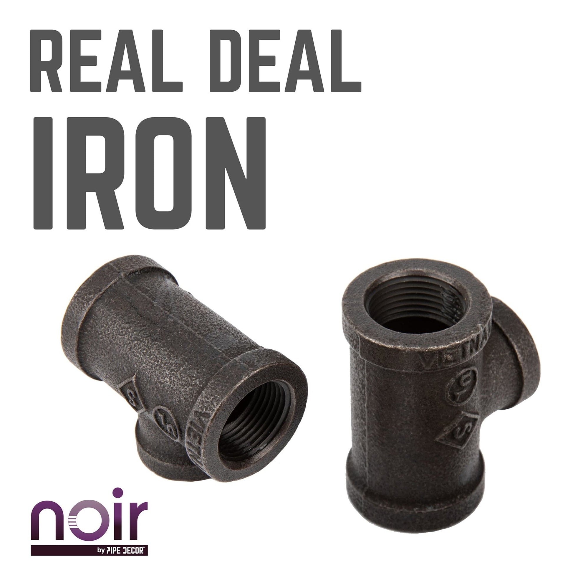 3/4 in. x 3/4 in. x 1/2 in. Prefinished Matte Black Reducing Tee PIPE DECOR