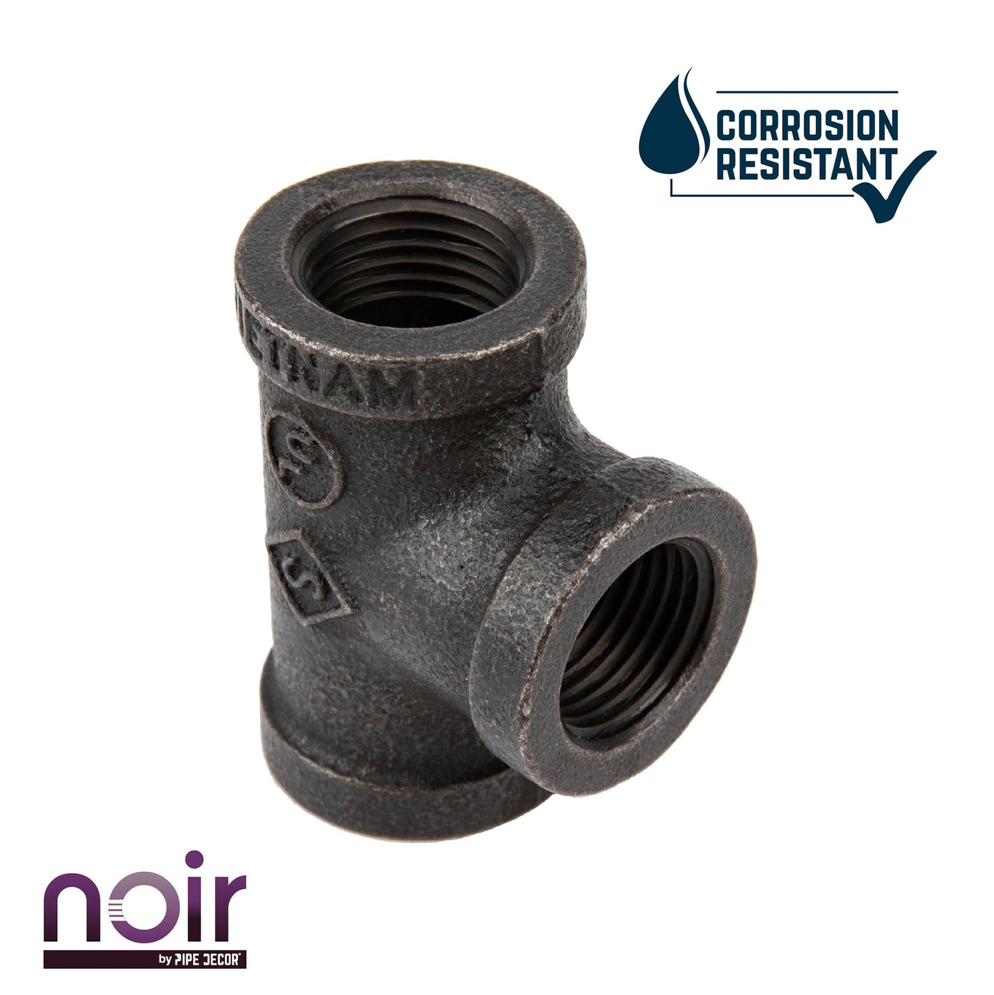 1/2 in.  Prefinished Matte Black Tee PIPE DECOR
