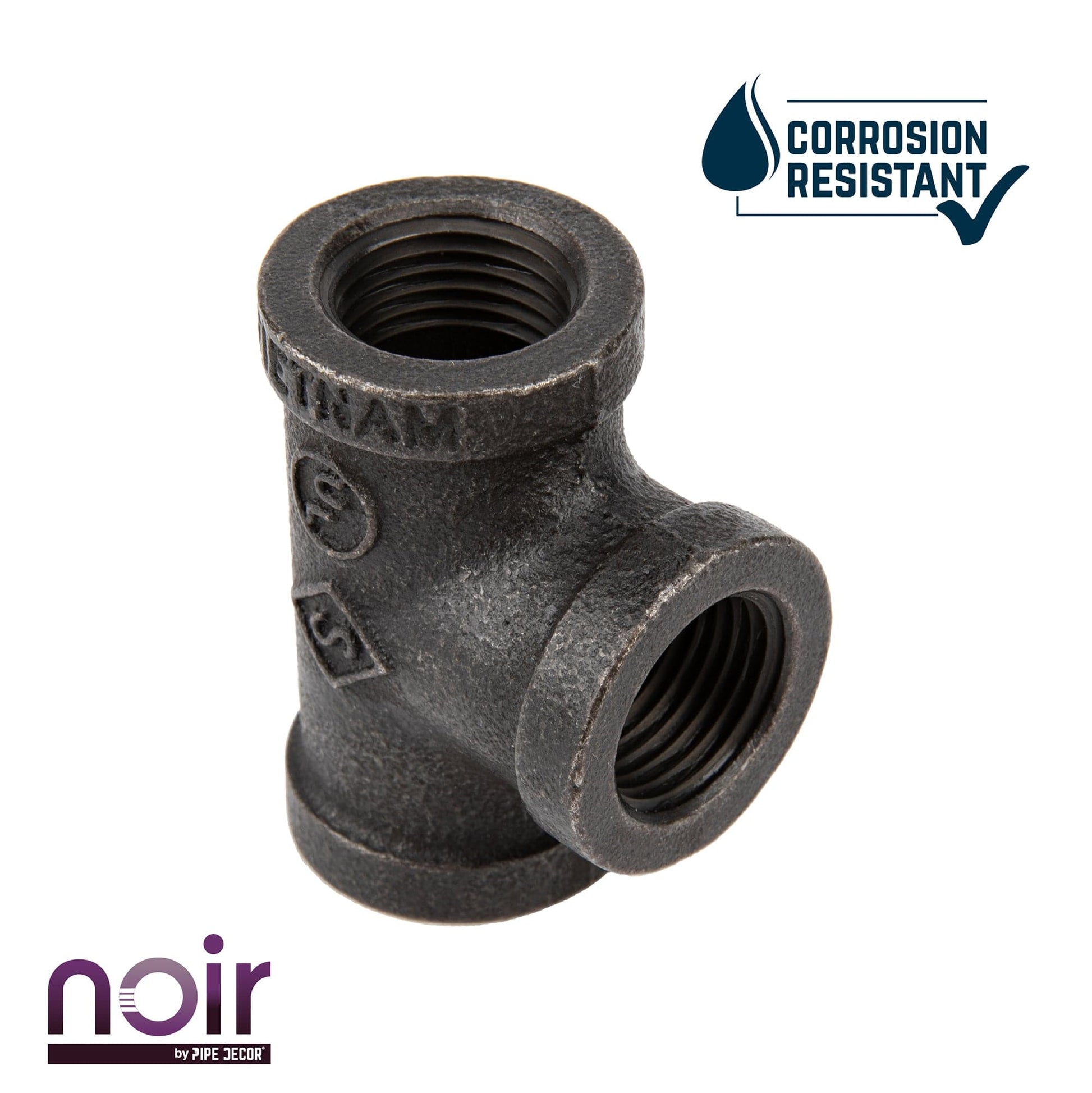 1/2 in.  Prefinished Matte Black Tee PIPE DECOR