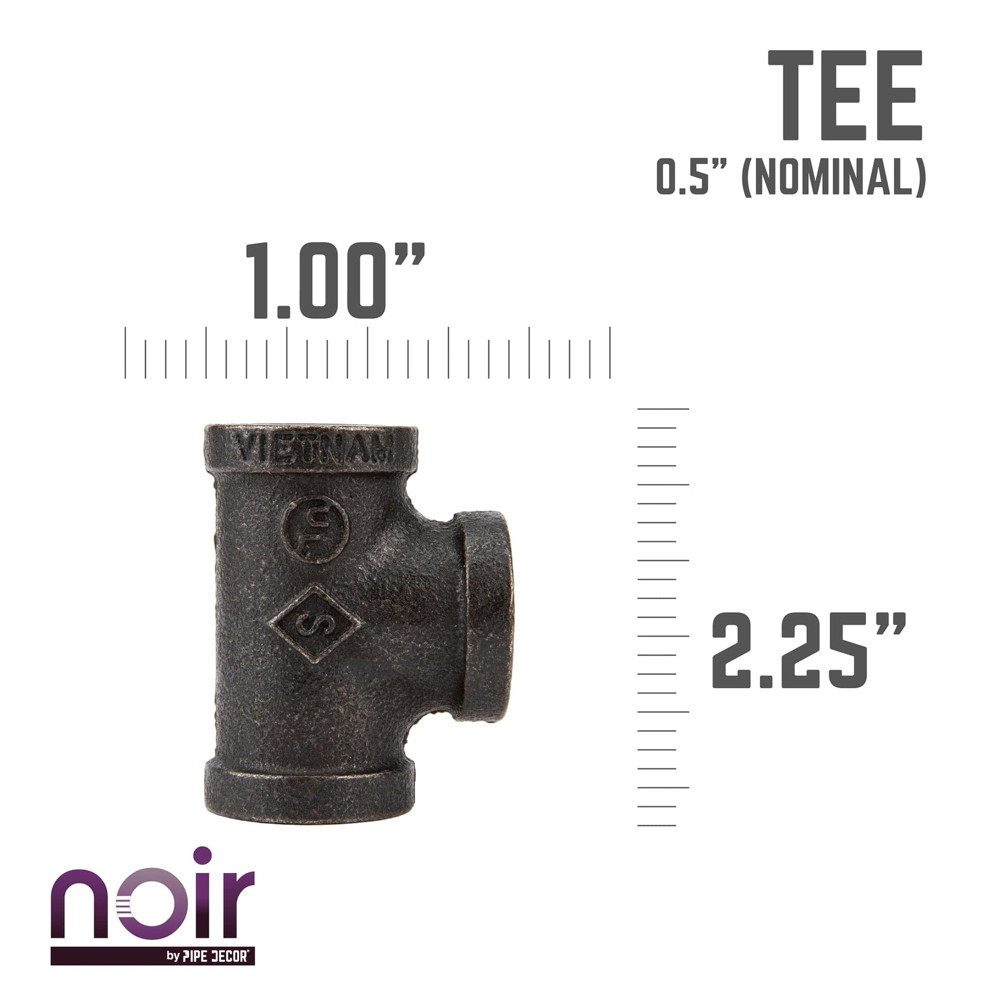 1/2 in.  Prefinished Matte Black Tee PIPE DECOR