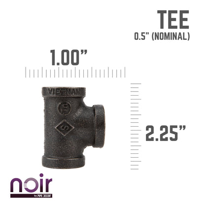 1/2 in.  Prefinished Matte Black Tee PIPE DECOR