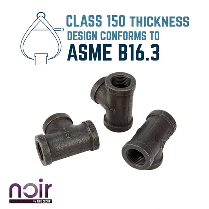 1/2 in.  Prefinished Matte Black Tee PIPE DECOR