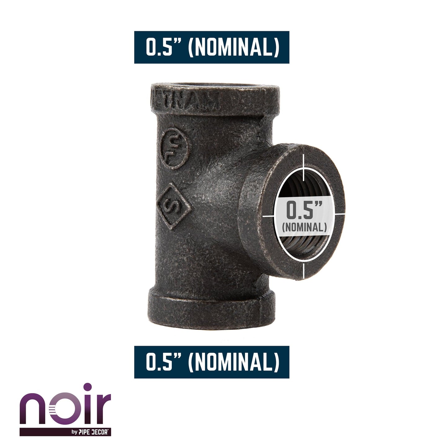 1/2 in.  Prefinished Matte Black Tee PIPE DECOR