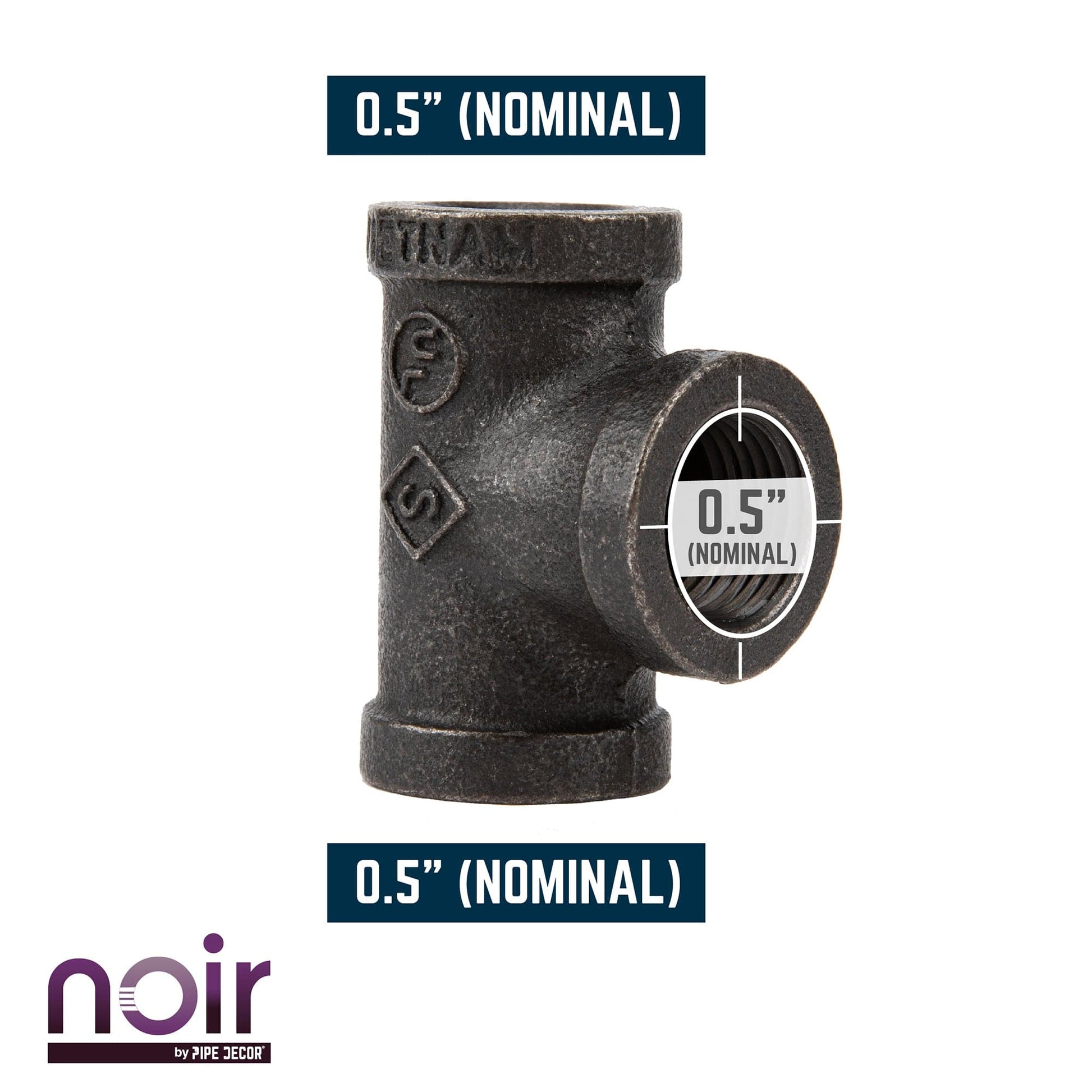 1/2 in.  Prefinished Matte Black Tee PIPE DECOR