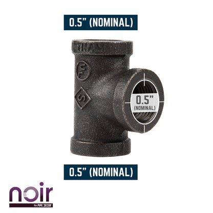 1/2 in.  Prefinished Matte Black Tee PIPE DECOR