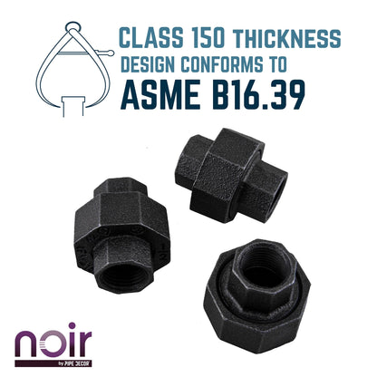 1/2 in. Prefinished Matte Black Union PIPE DECOR