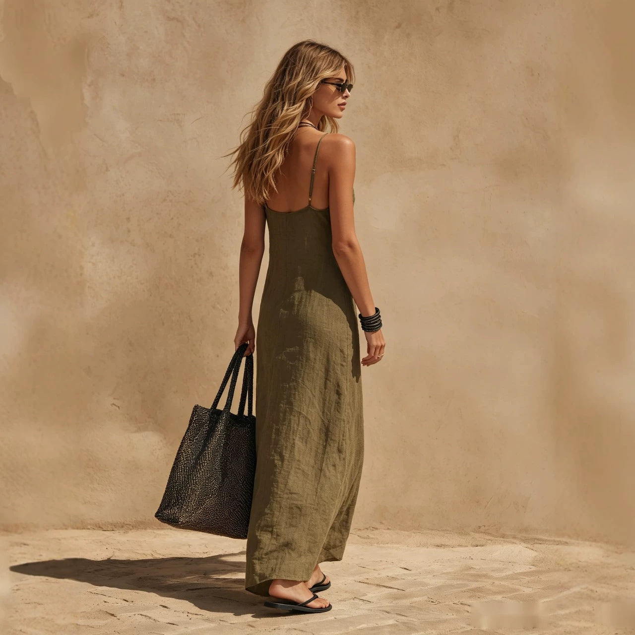 Women's Minimalist Sleeveless Slip Dress – Loose Fit Resort Style FitiqueFit