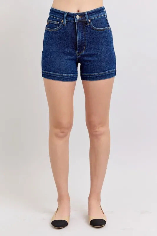 Judy Blue Full Size High Waist Tummy Control Denim Shorts Plus Size New Era Fashion LLc