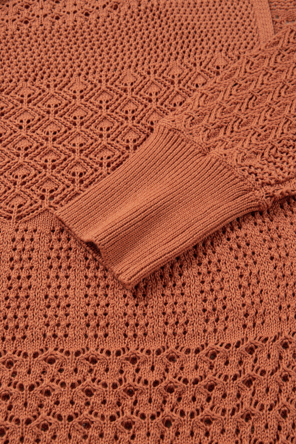 Redwood Burl Mixed Pattern Knitted Open Front Plus Cardigan Garden Naked Curves