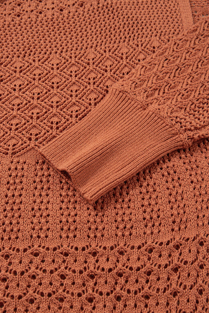 Redwood Burl Mixed Pattern Knitted Open Front Plus Cardigan Garden Naked Curves