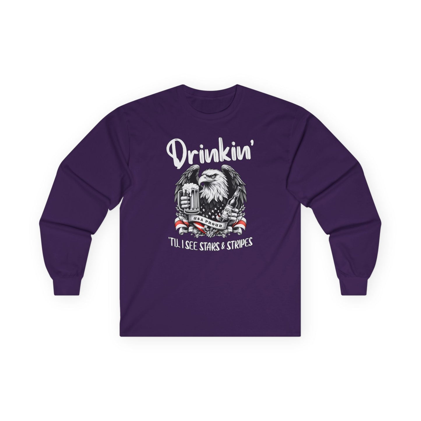 Drinkin' Til I See Stars & Stripes Long Sleeve Tee The Devil's Pickle