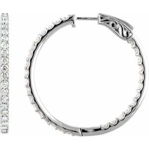 Sterling Silver Imitation White Cubic Zirconia Inside-Outside 41.5 mm Hinged Hoop Earrings Ethereal Legacy Boutiques