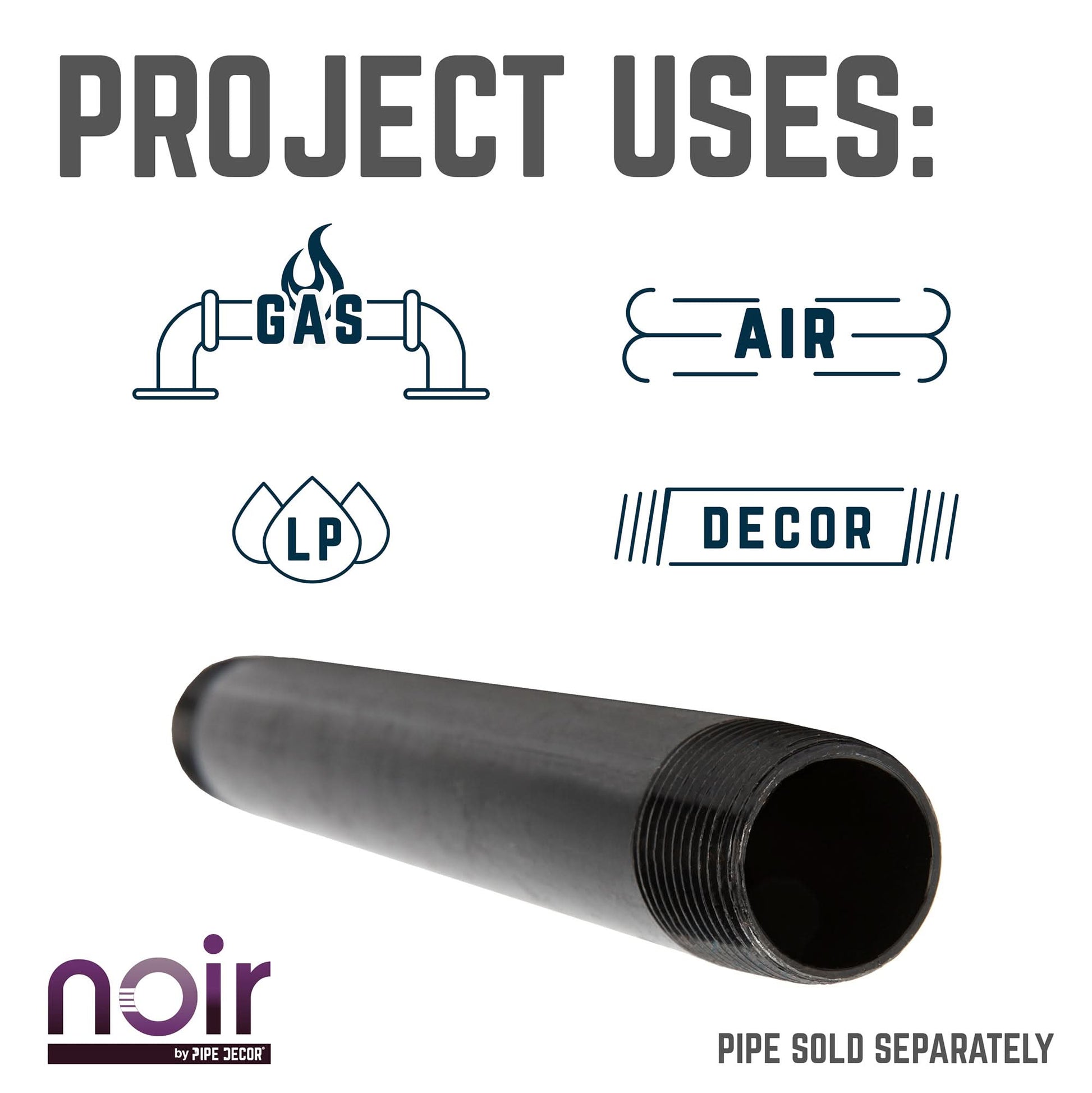 1/2 in. x 1 in. Prefinished Matte Black Pipe PIPE DECOR