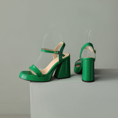 Women's Round Toe Chunky Heel Sandals – Buckle Strap Block Heel FitiqueFit