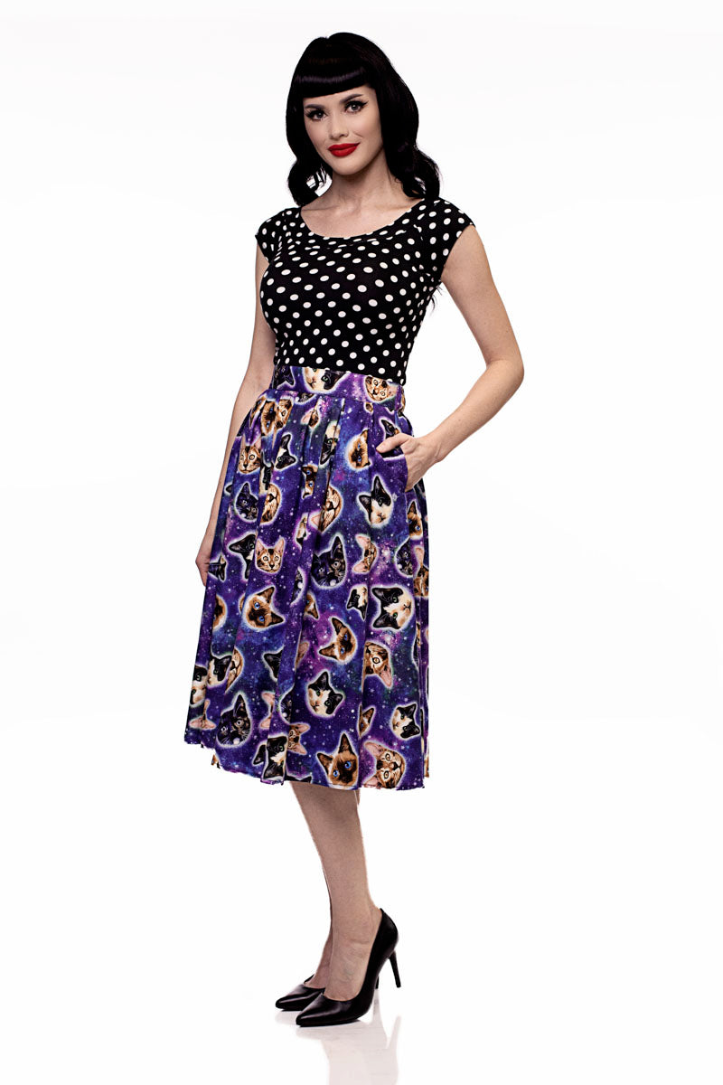Doris Skirt in Space Cats Retrolicious