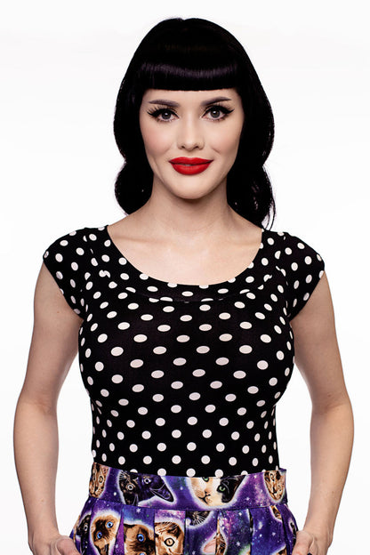 Boat Neck Top in Polka Dots Retrolicious