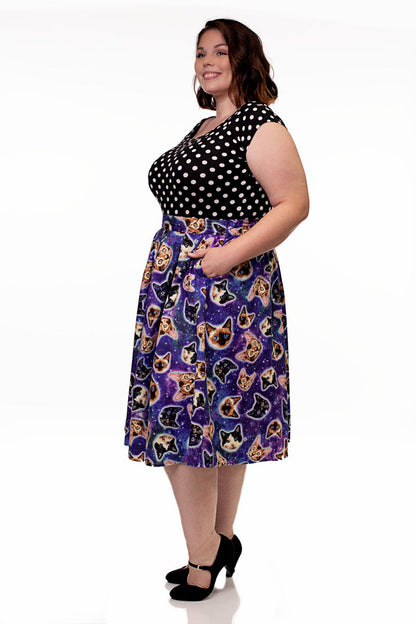 Doris Skirt in Space Cats Retrolicious