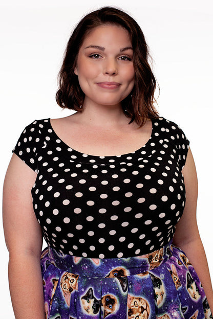 Boat Neck Top in Polka Dots Retrolicious