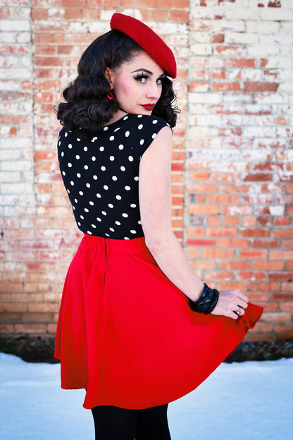 Boat Neck Top in Polka Dots Retrolicious