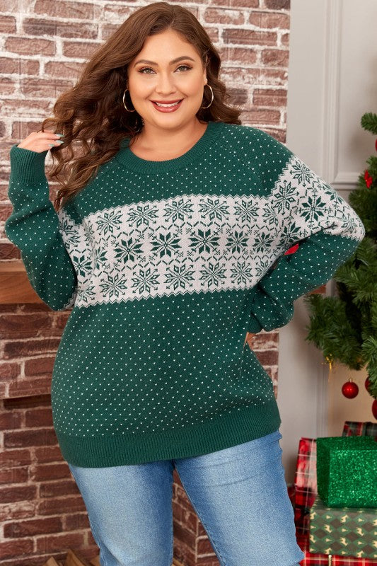 Plus Size Christmas Snowflake Crewneck Sweater Shop Style & More | Fresh Looks, Everyday Deals & Free Shipping