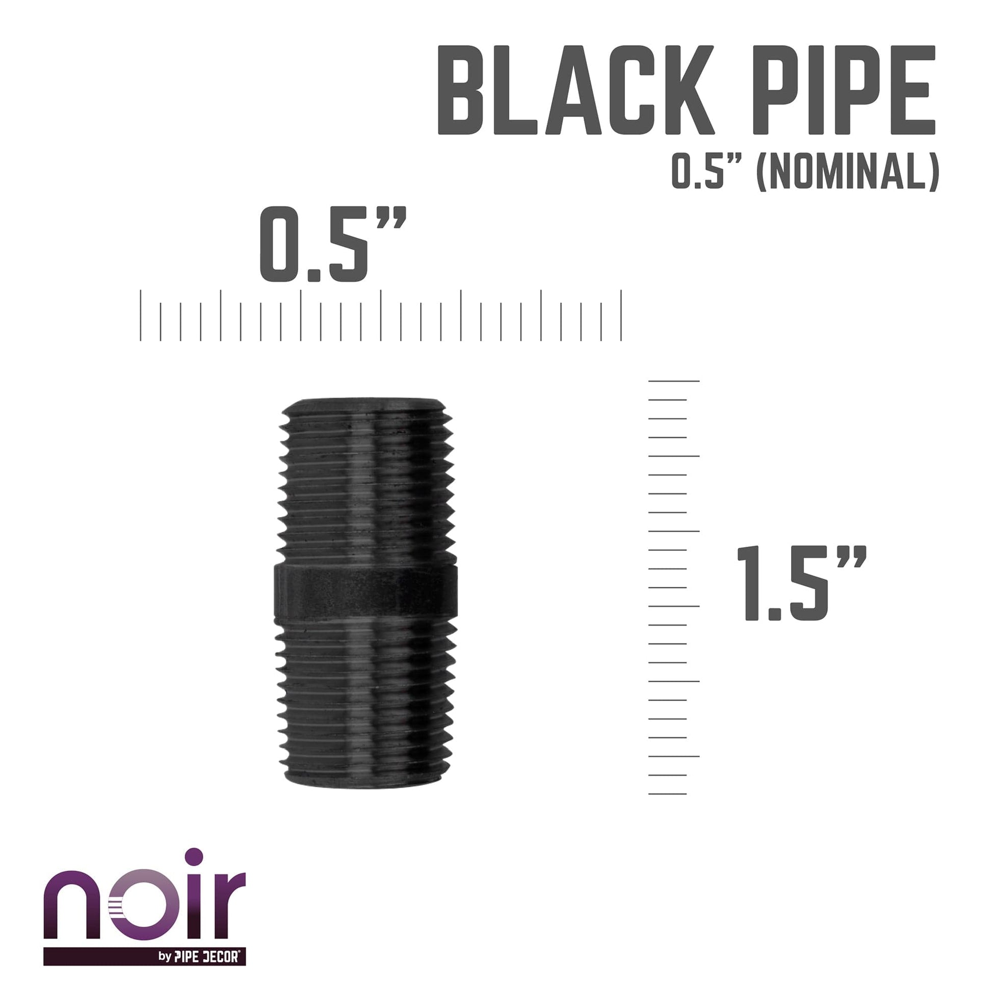1/2 in. x 1 1/2 in. Prefinished Matte Black Pipe PIPE DECOR