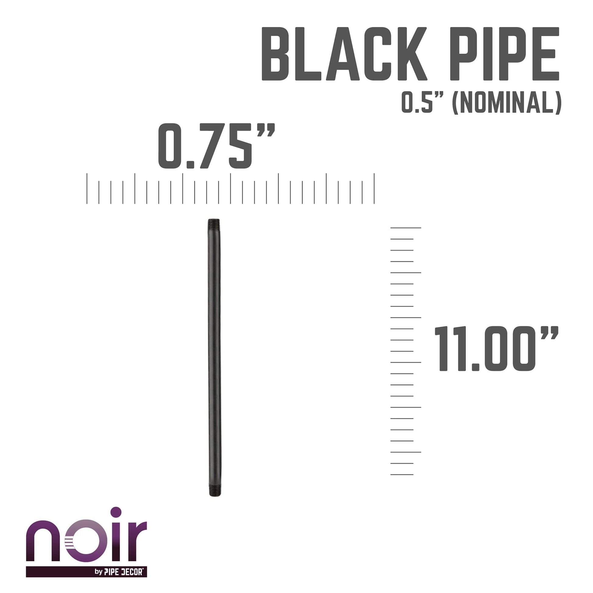 1/2 in. x 11 in. Prefinished Matte Black Pipe PIPE DECOR