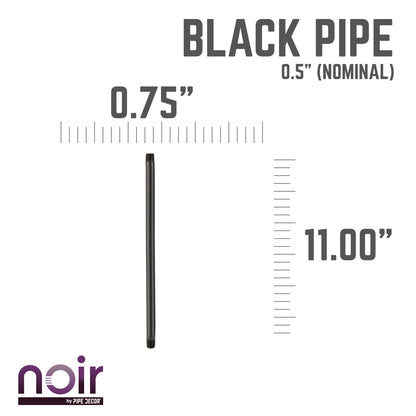 1/2 in. x 11 in. Prefinished Matte Black Pipe PIPE DECOR