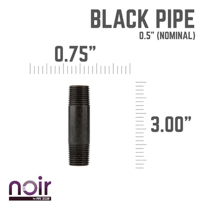 1/2 in. x 3 in. Prefinished Matte Black Pipe PIPE DECOR