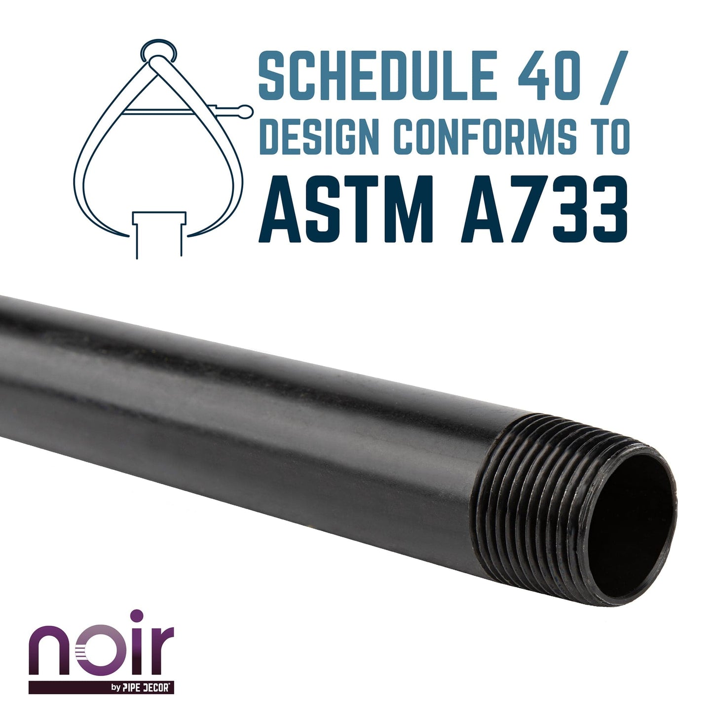 1/2 in. x 3 in. Prefinished Matte Black Pipe PIPE DECOR