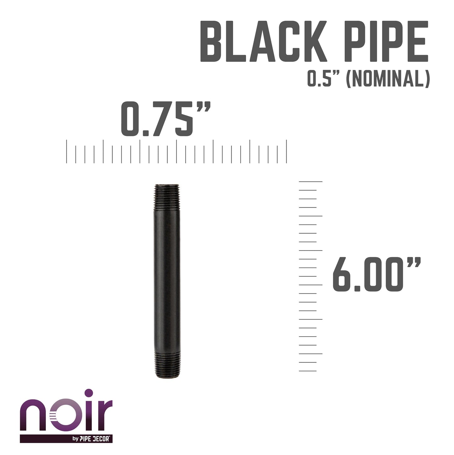 1/2 in. x 6 in. Prefinished Matte Black Pipe PIPE DECOR