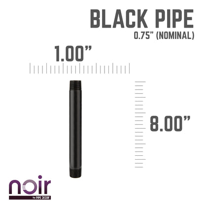 3/4 in. x 8 in. Prefinished Matte Black Pipe PIPE DECOR