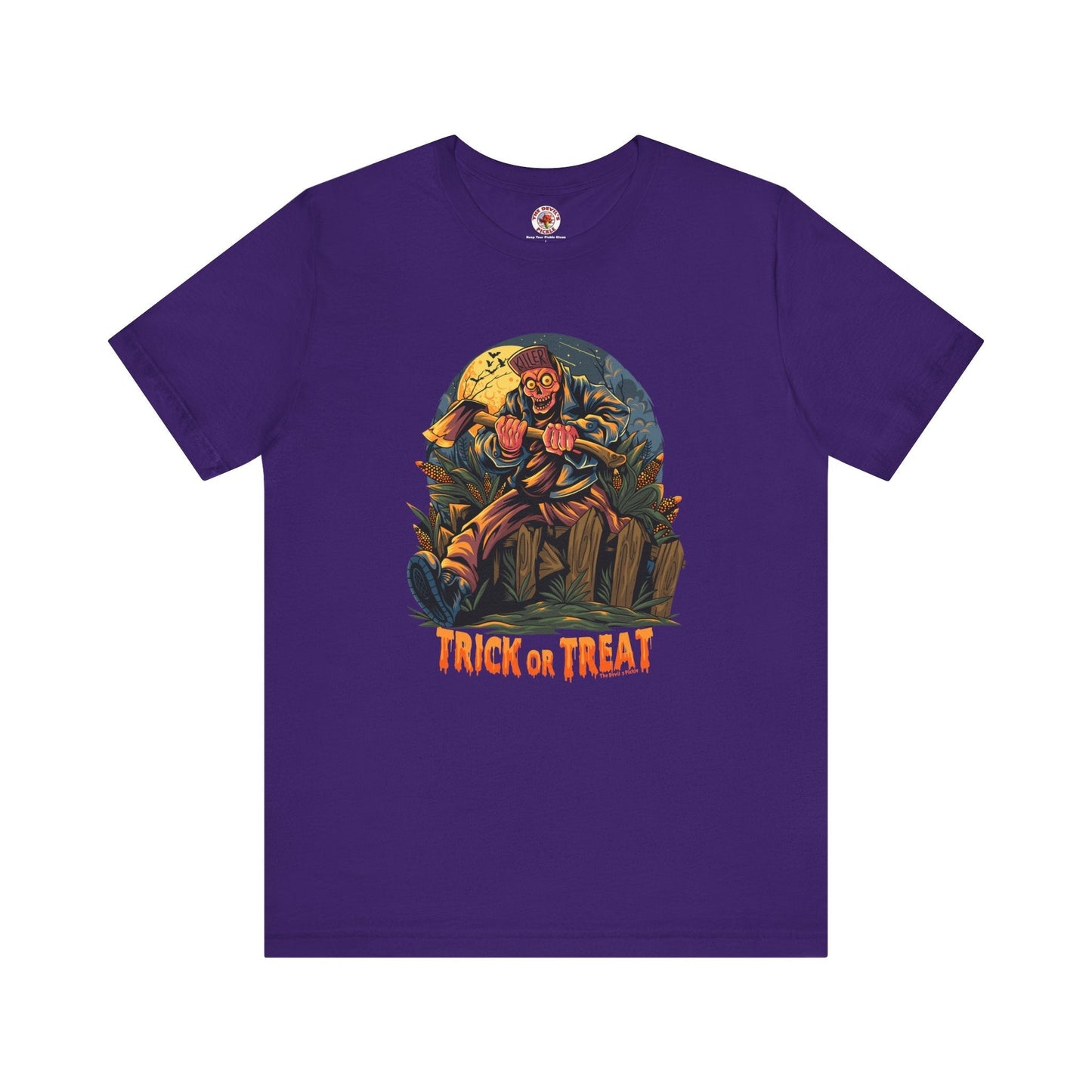 Axe Wielding Zombie Trick or Treat T-Shirt The Devil's Pickle