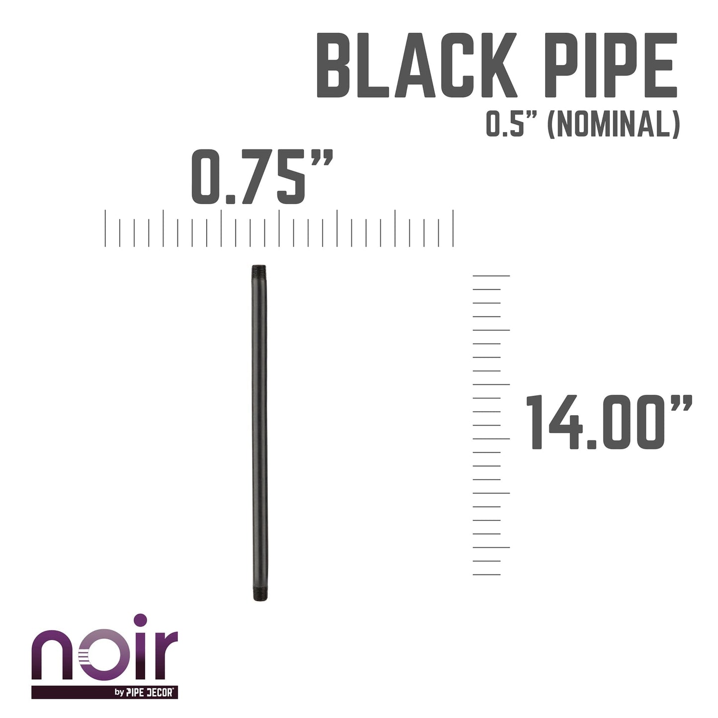 1/2 in. x 14 in. Prefinished Matte Black Pipe PIPE DECOR