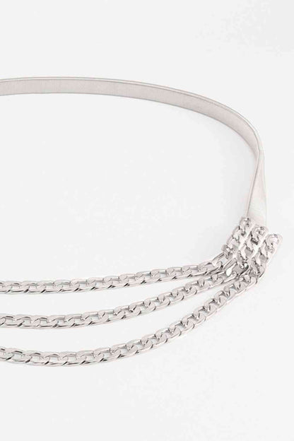 GlamourStyle Metal Triple-Layered Chain Belt – Eye-Catching Fashion Accessory See size chart under “more details” The Fashion Celestial