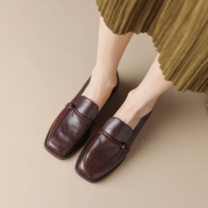 Women’s Retro Minimalist Mid-Heel Leather Shoes FitiqueFit