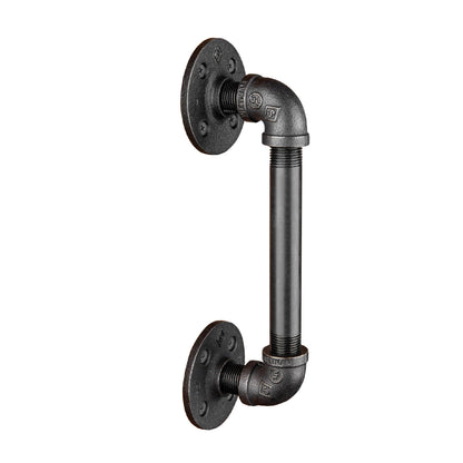 1/2 in. x 6 in. Noir Black Barn Door Handle - 10.5 in. L PIPE DECOR