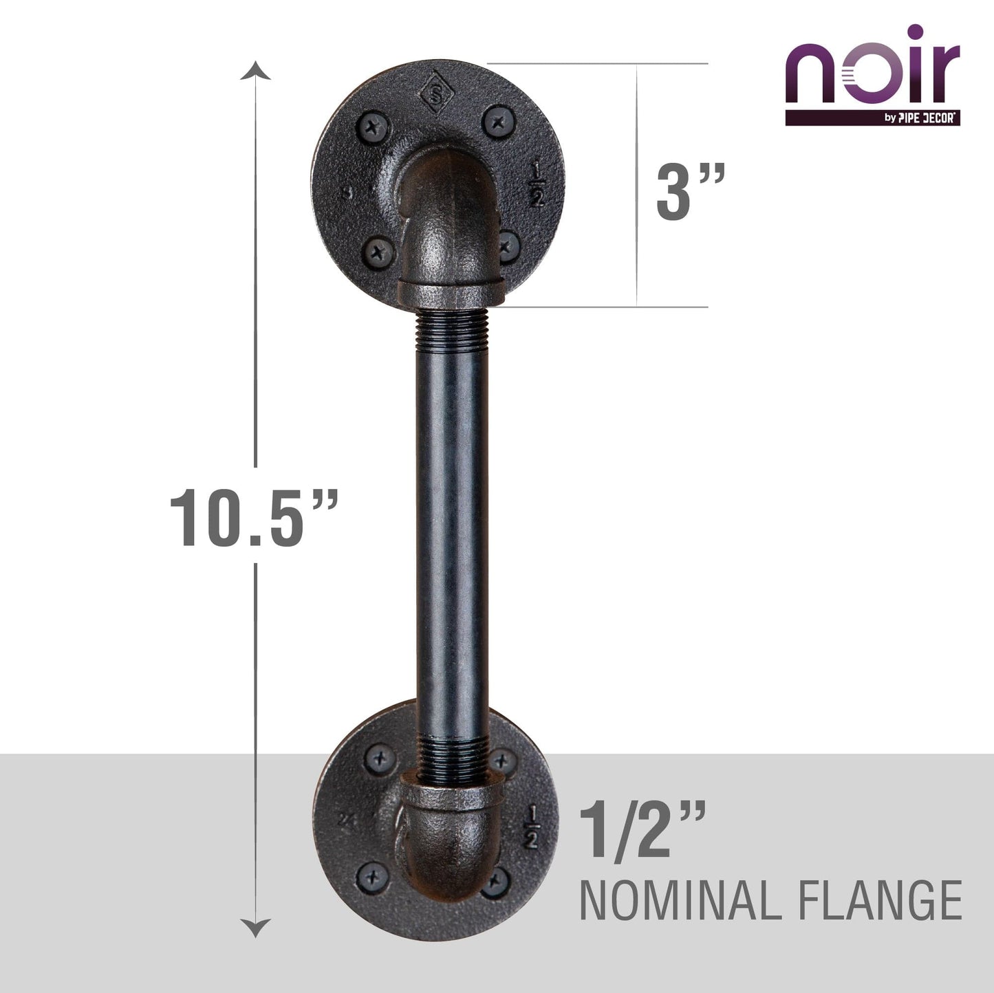 1/2 in. x 6 in. Noir Black Barn Door Handle - 10.5 in. L PIPE DECOR